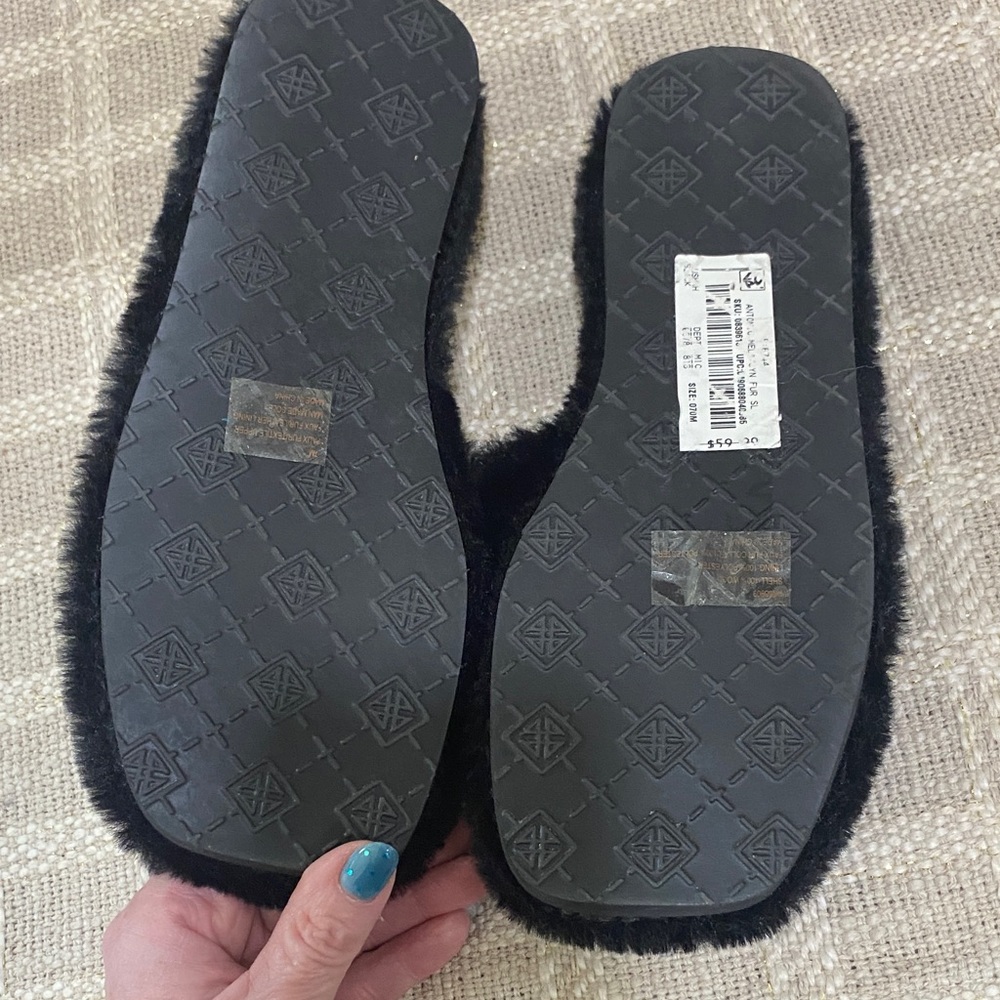 ANTONIO MELANI Black Plush Slippers - Picture 3 of 3